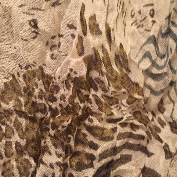 Scarf olive green, blue and transparent white - Picture 5 of 6